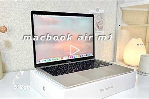  Macbook air m1 unboxing, set up (silver, 512gb)