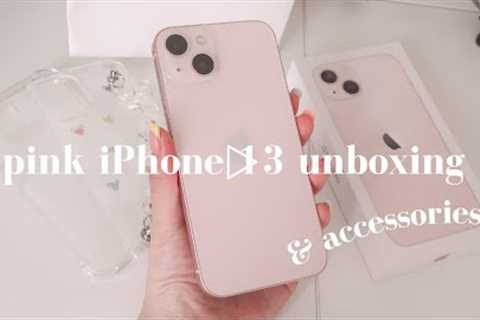 aesthetic pink iphone 13 unboxing vlog 💕 &  accessories