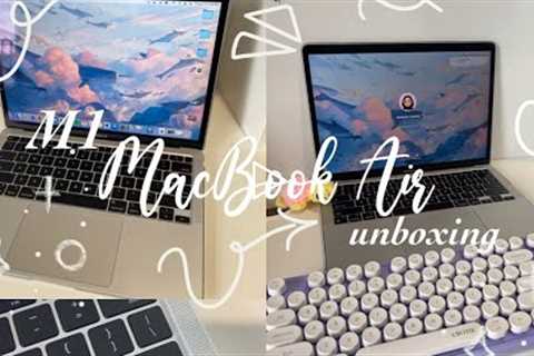 unboxing ep. 1 💌💻| aesthetic MacBook Air m1 unboxing + set up + accessories + decorations | silver