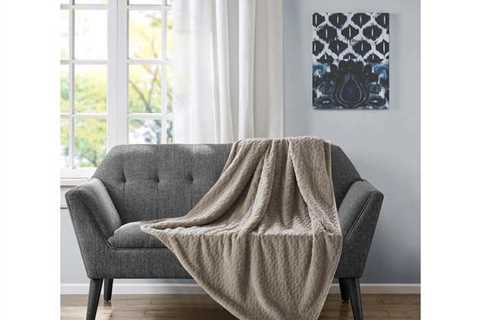 Etched Fake Fur Berber Throw Taupe for $70