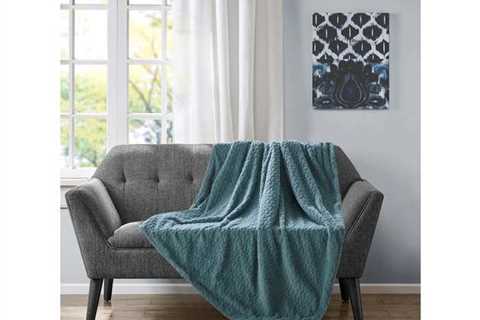Etched Fake Fur Berber Throw Silver Sage for $70
