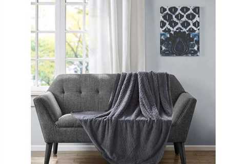 Etched Fake Fur Berber Throw Grey for $70