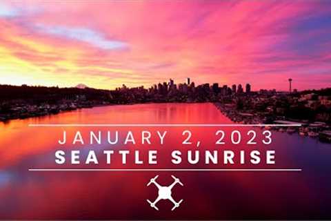 Amazing Seattle Sunrise // 4K AERIAL DRONE VIDEO