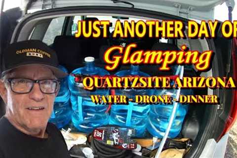 RV VLOG - Boondocking in Quartzsite, - Trash dump, Get Water, Drone video, Cooking Dinner.