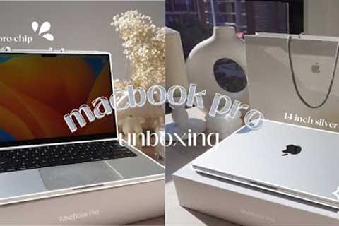 unboxing 2023 macbook pro m2 pro  | settings & aesthetic designs for wallpaper & icons 💻..