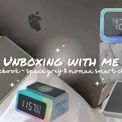 Unboxing Macbook Air m1 | Space Gray | Momax Q. Clock 2 Digital Clock with Wireless Charger | ASMR