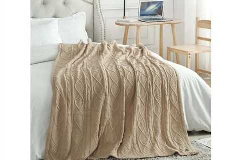 Yara Cable Knit Throw Taupe for $35