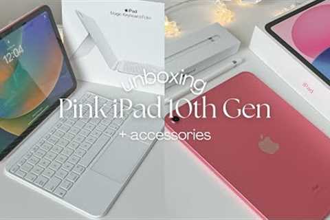 ipad 10th gen (pink) unboxing | apple pencil, magic folio keyboard, accessories 💓🌸