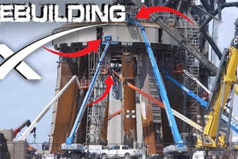 Rebuilding Of The Launch Pad At SpaceX''s Starbase, Boca Chica, Texas in FULL Swing