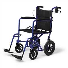 Lightweight Blue Folding Wheelchair with Handbrakes