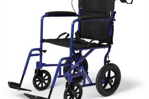 Lightweight Blue Folding Wheelchair with Handbrakes