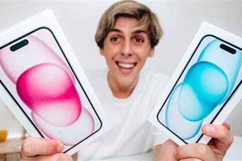 iPhone 15 Unboxing + Setup📱‼️  (PINK & BLUE) 🩷🩵