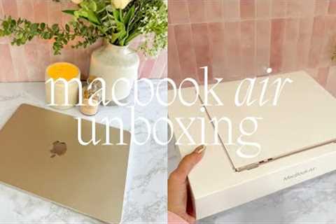 macbook air m3 aesthetic unboxing + setup | customizing, cozy gaming, + must have accessories!