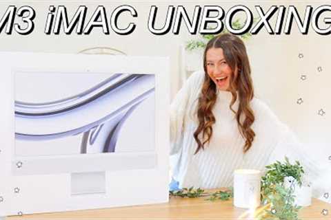 UNBOXING THE M3 iMAC in SILVER! | 2023 24 iMac unboxing, first impressions, set-up, + more!