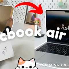 macbook air m3 unboxing (silver) ☁️ + airpods pro 2 usb-c, accessories, aesthetic