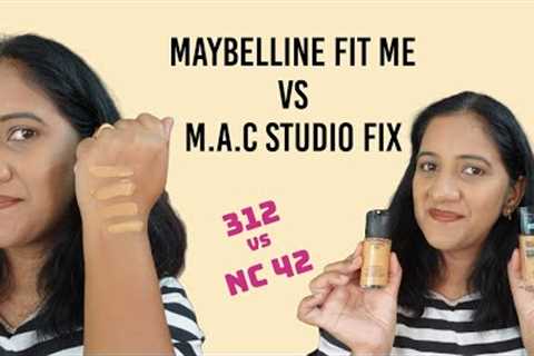 Maybelline Fit Me 312 vs MAC Studio Fix NC42 | Shade Match Comparison on Indian Skin
