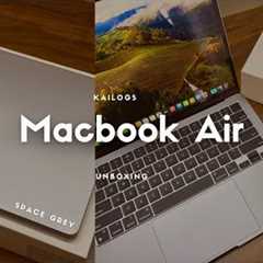 Apple MacBook Air M2 Space Gray Cozy Unboxing aesthetic (Apple Magic Keyboard) 2025