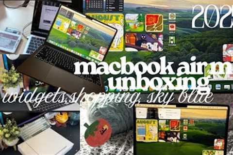 🍎macbook air m4 sky blue unboxing 💻 | unboxing, widgets, tutorial! :)